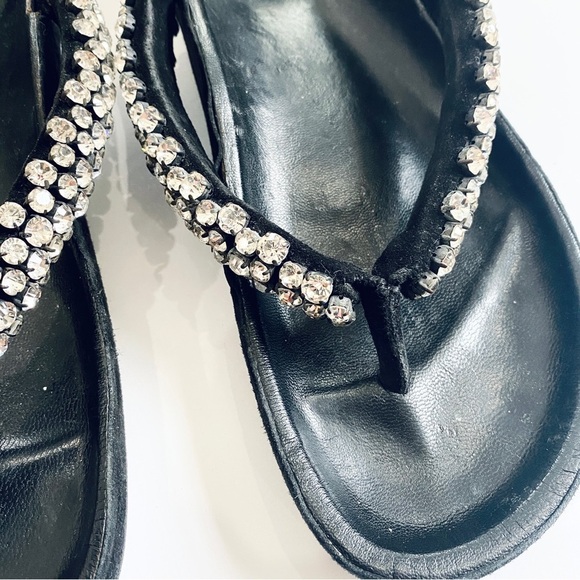 Isabel Marant rhinestone suede leather thong sandals - Picture 3 of 8